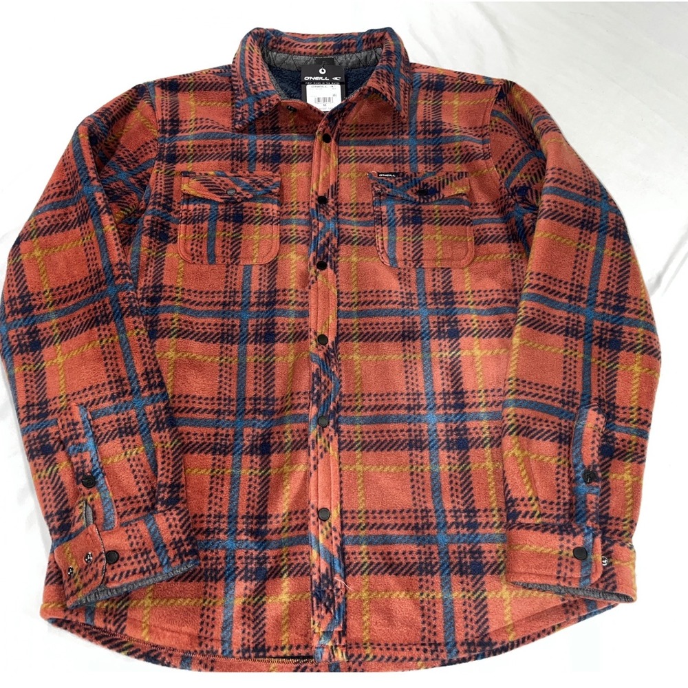O'Neill Plaid Fleece Lined Sherpa‎ Shirt Jacket Mens Medium Shacket New NWT